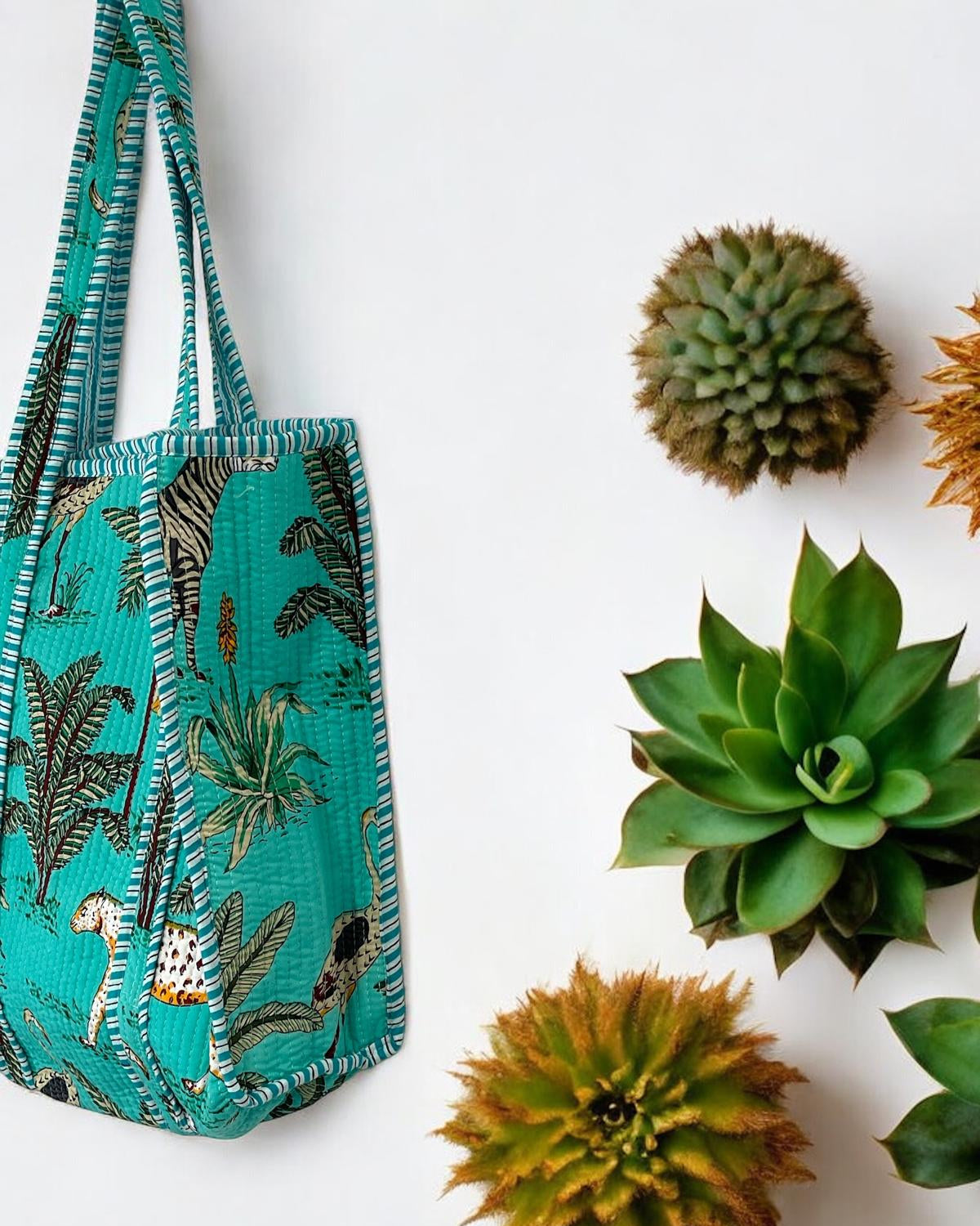 Handmade Block Printed Reversible Tote Bag