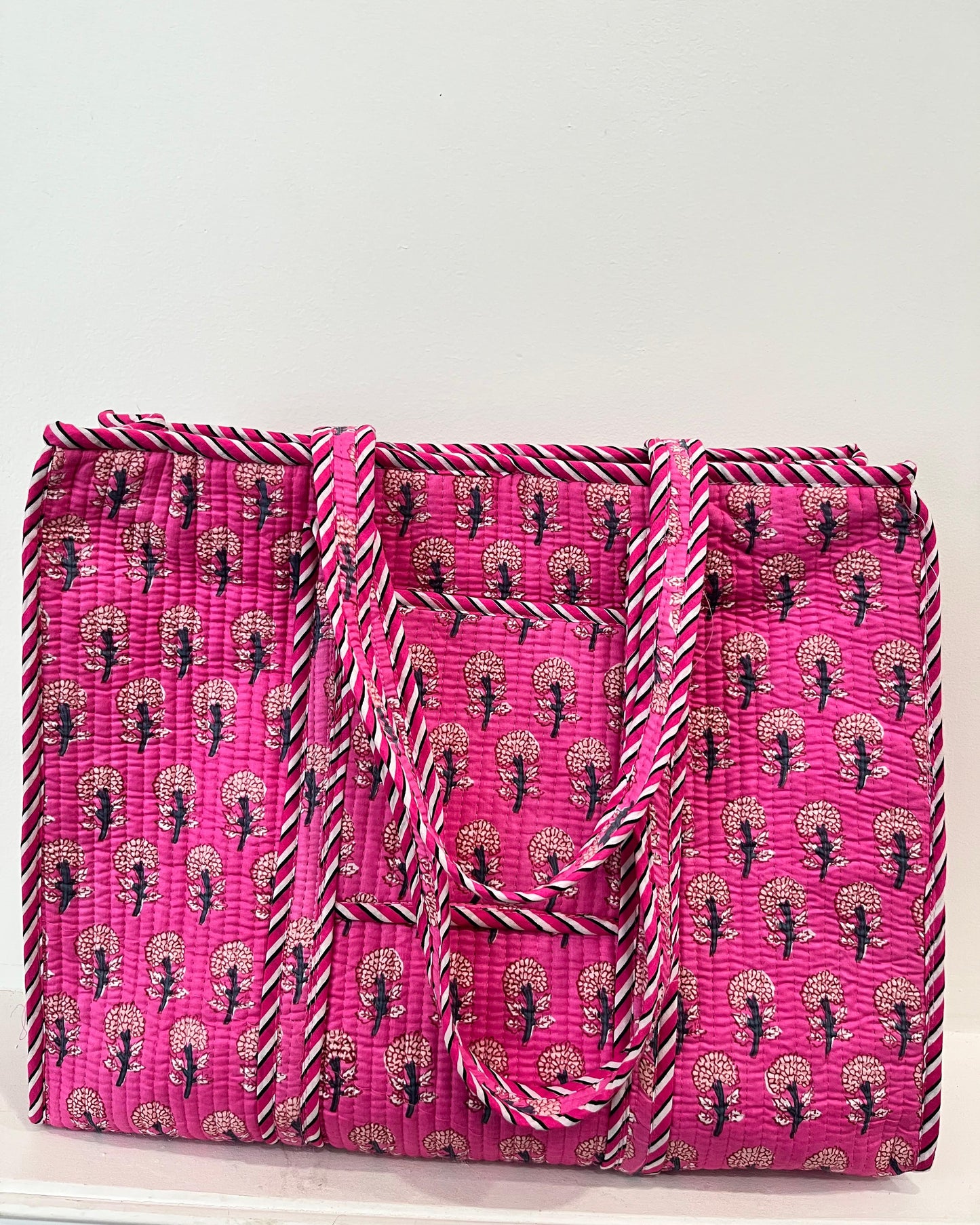 Pink Block Printed Tote Bag