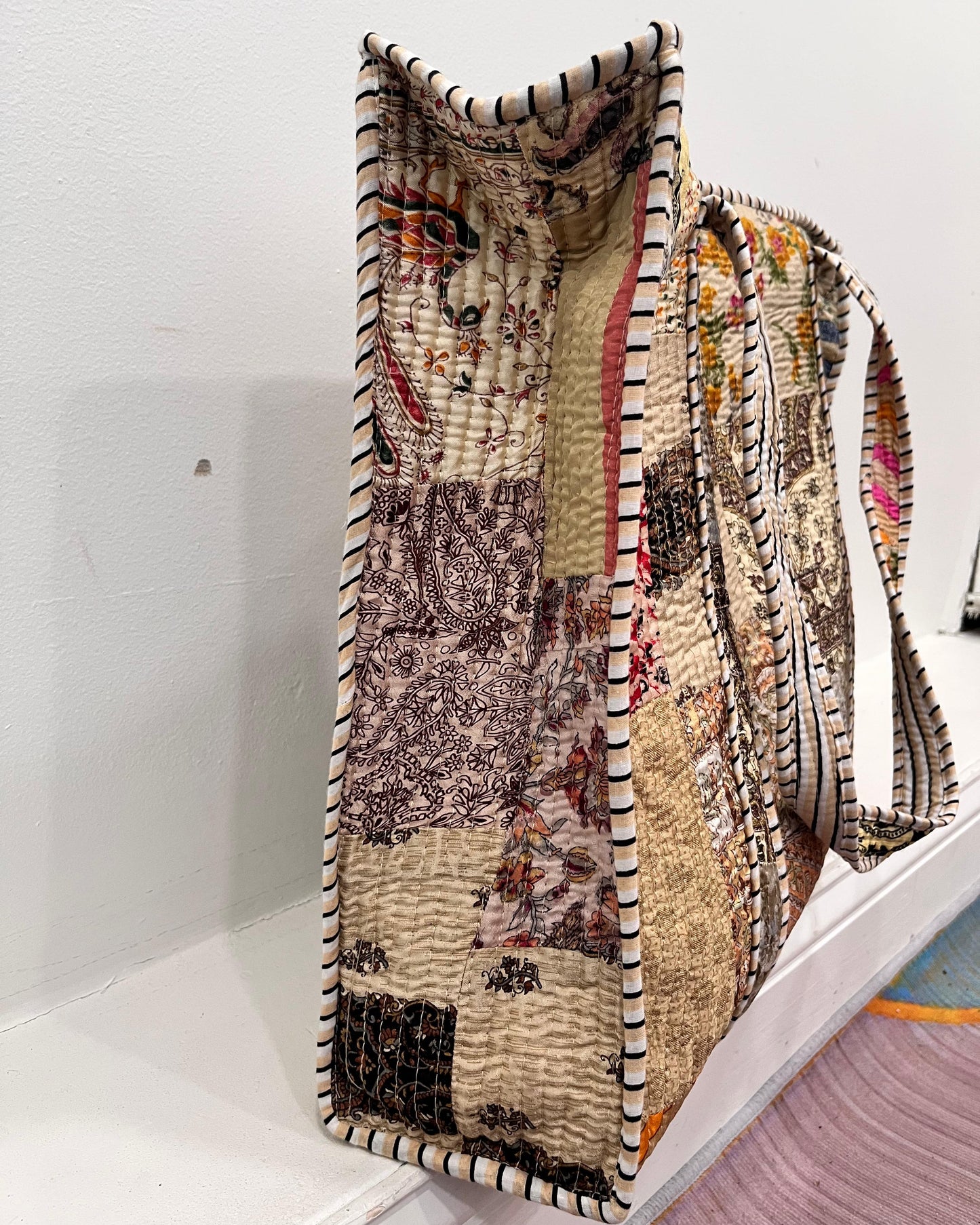 Multi-Color Patchwork Tote Bag