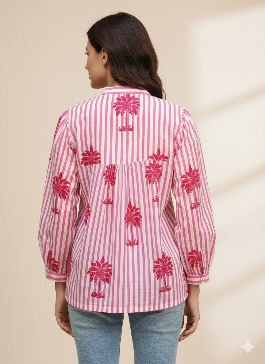 Pink Palm Tree Cotton Top