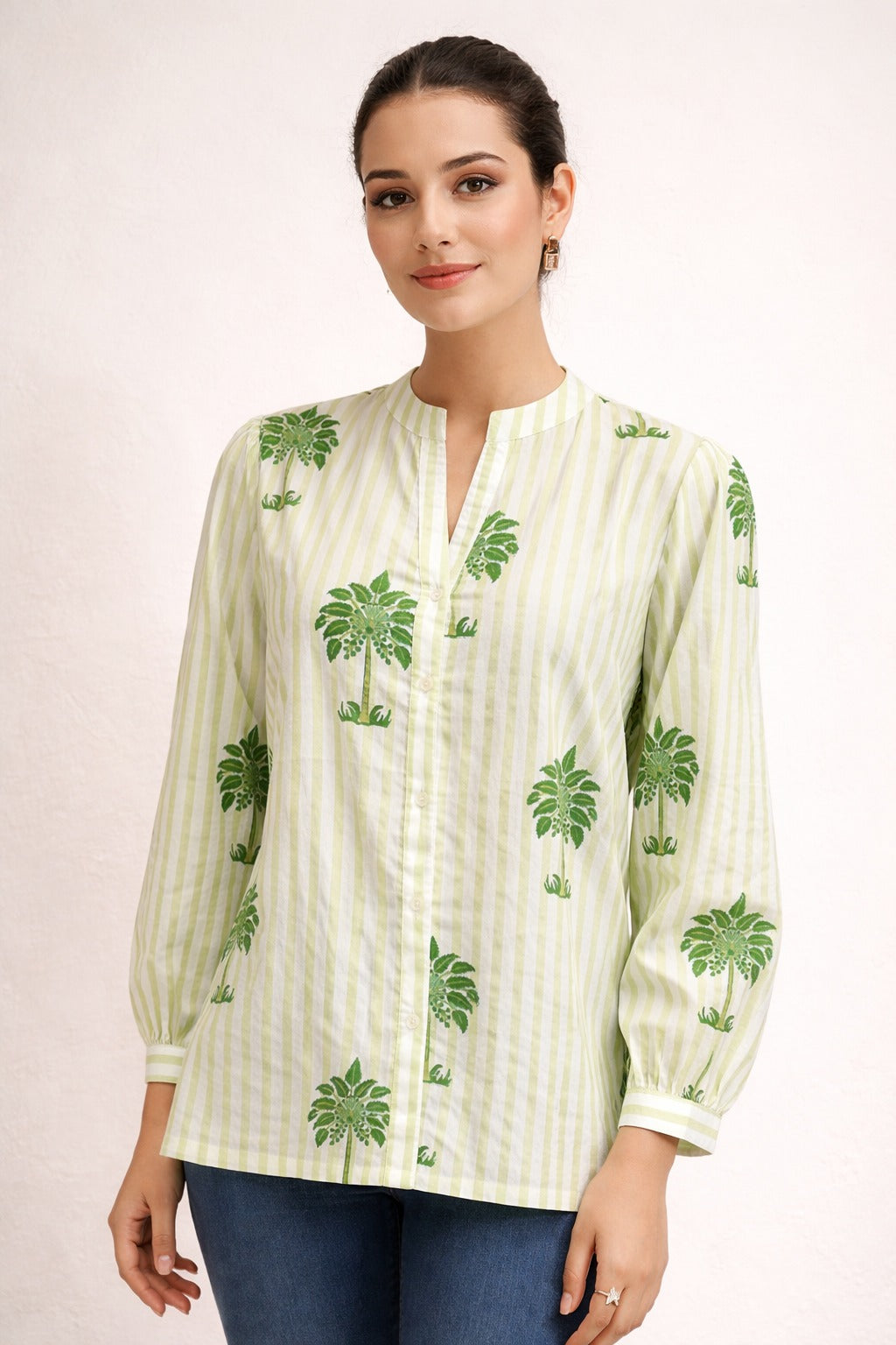 Green Palm Tree Cotton Top