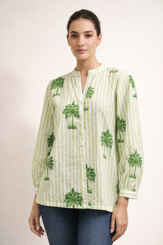 Green Palm Tree Cotton Top