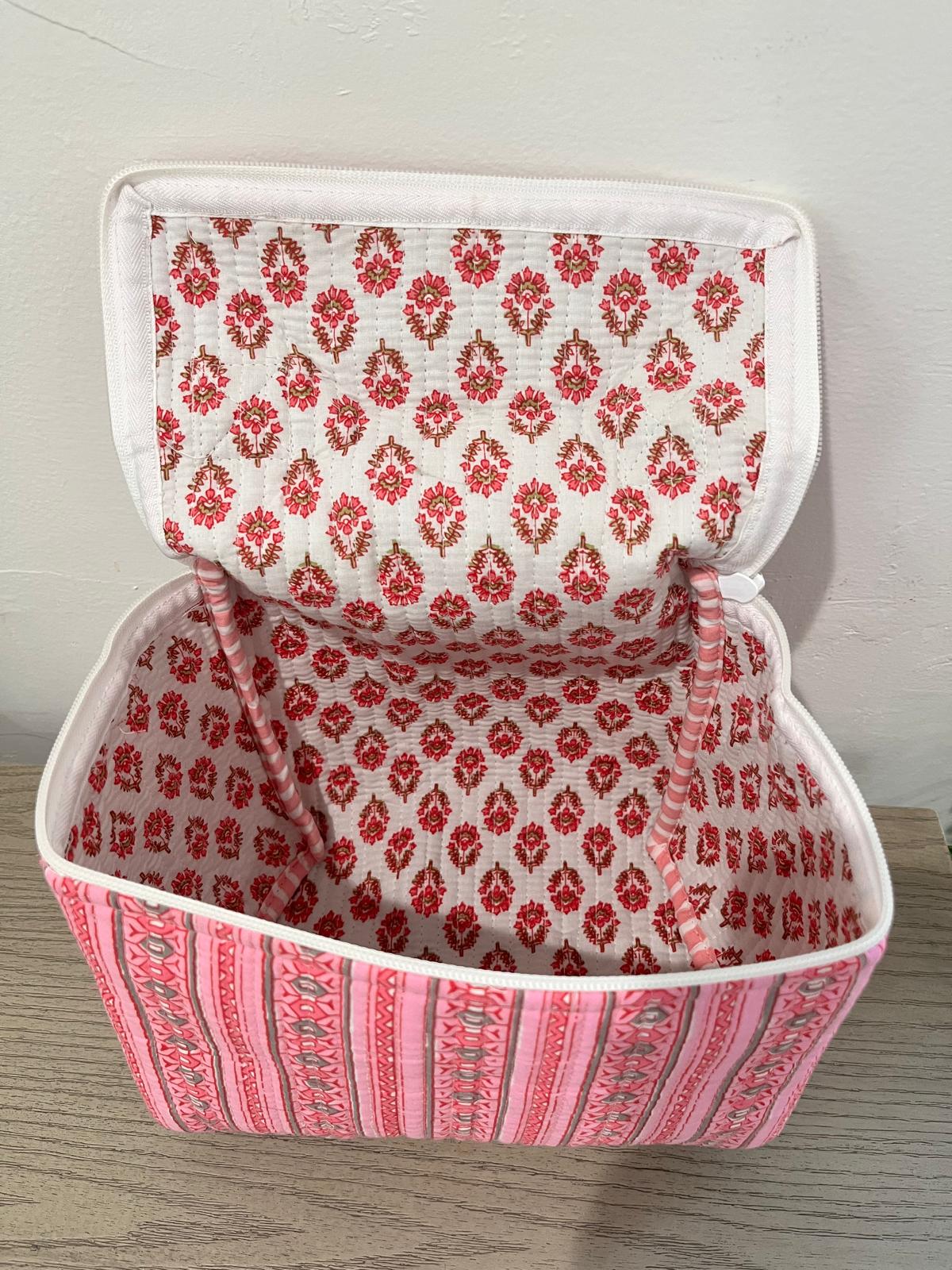 Classic Jaipuri Vintage Pink Print Vanity Bag