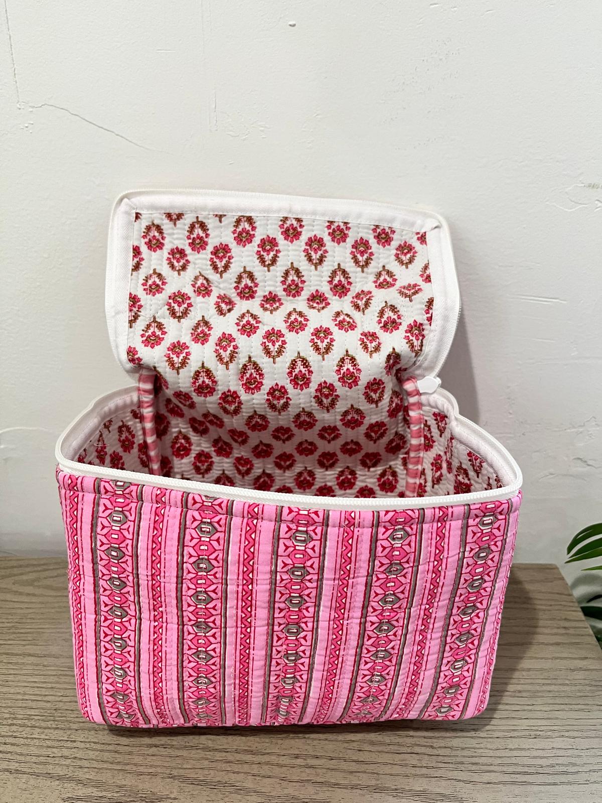 Classic Jaipuri Vintage Pink Print Vanity Bag