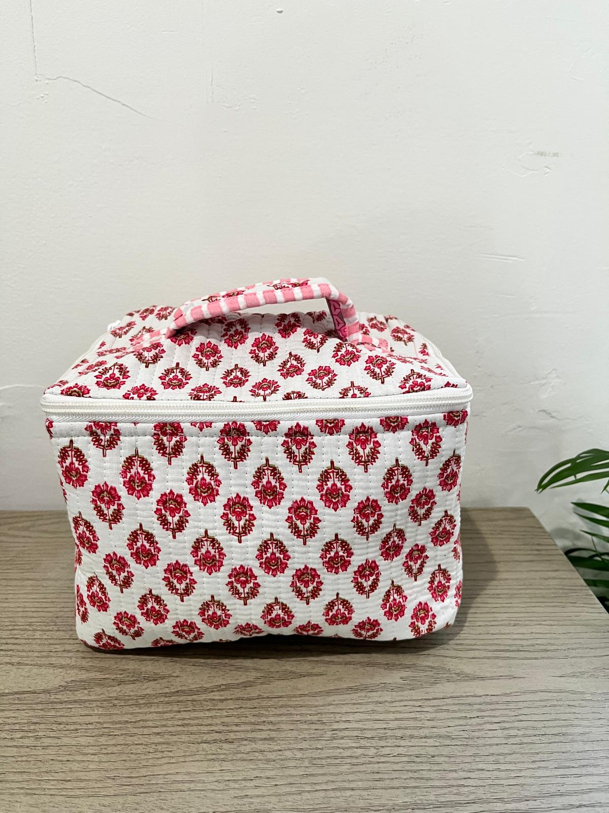Classic Jaipuri Vintage White Print Vanity Bag