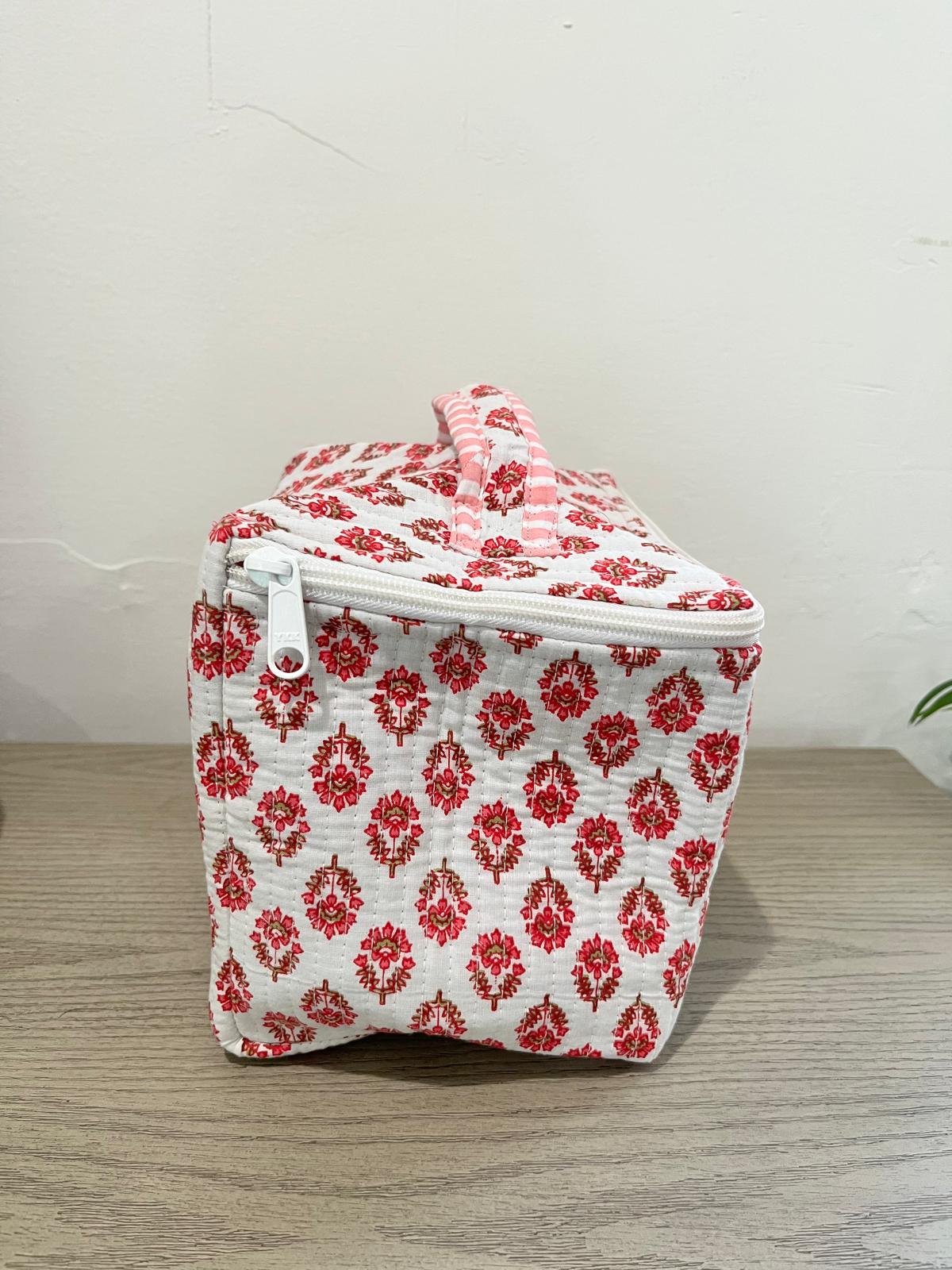 Classic Jaipuri Vintage White Print Vanity Bag