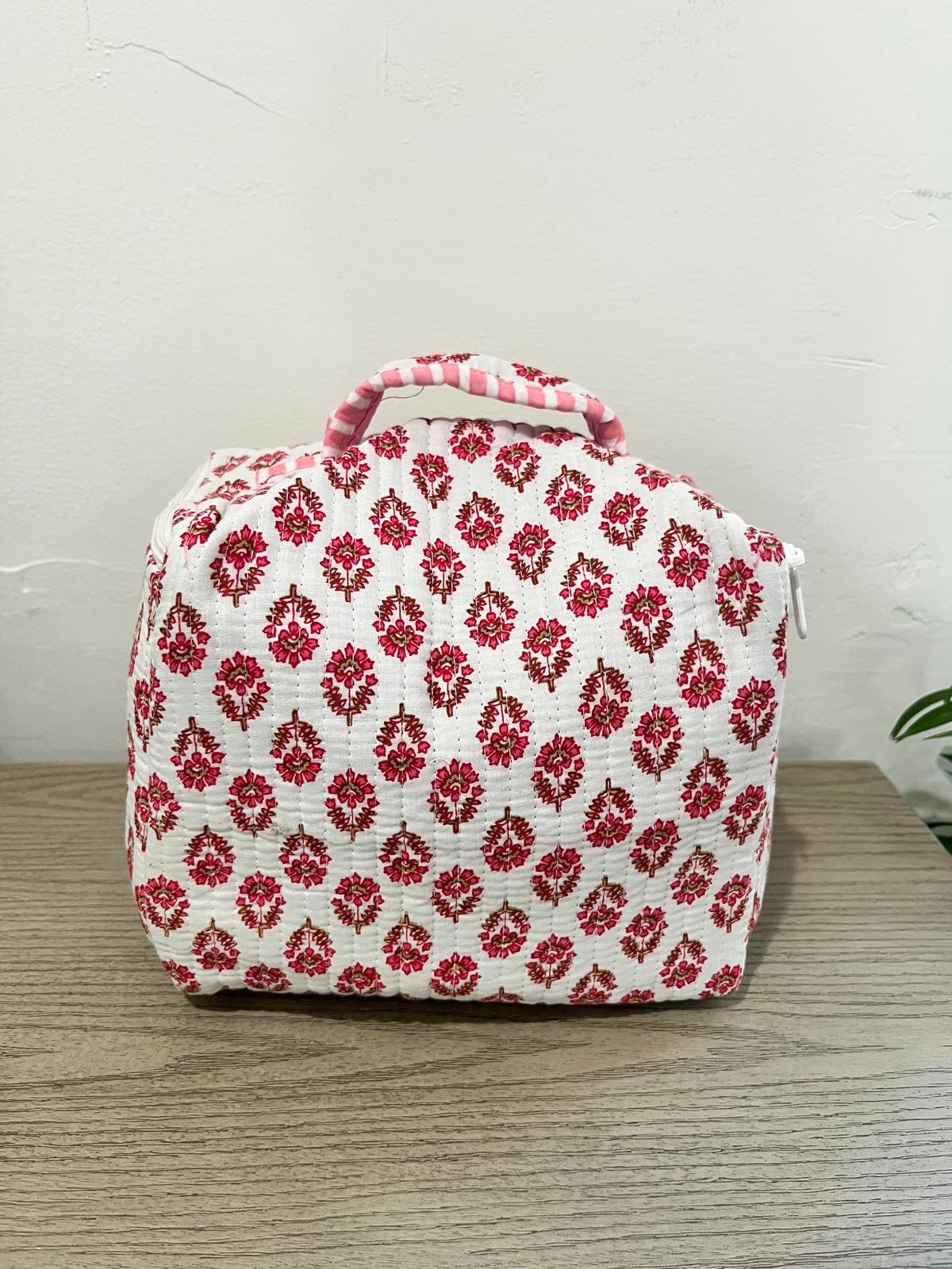 Classic Jaipuri Vintage White Print Vanity Bag