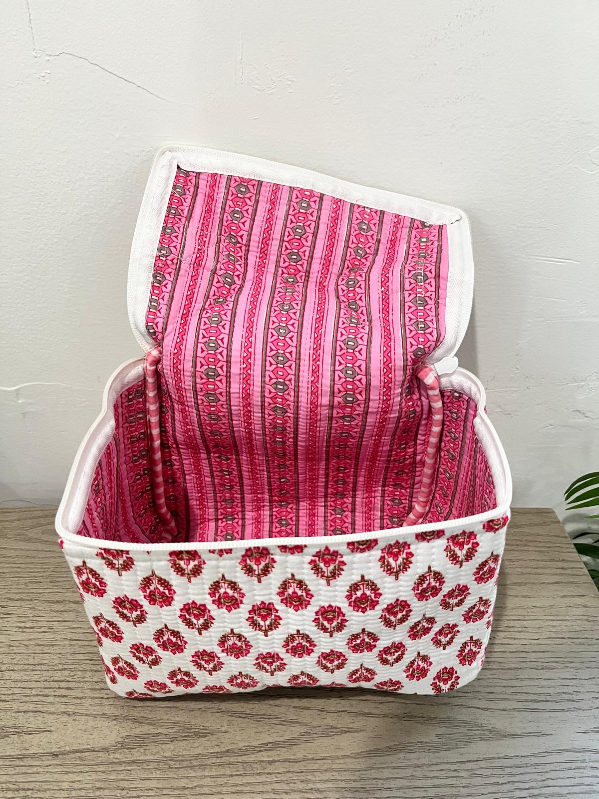 Classic Jaipuri Vintage White Print Vanity Bag
