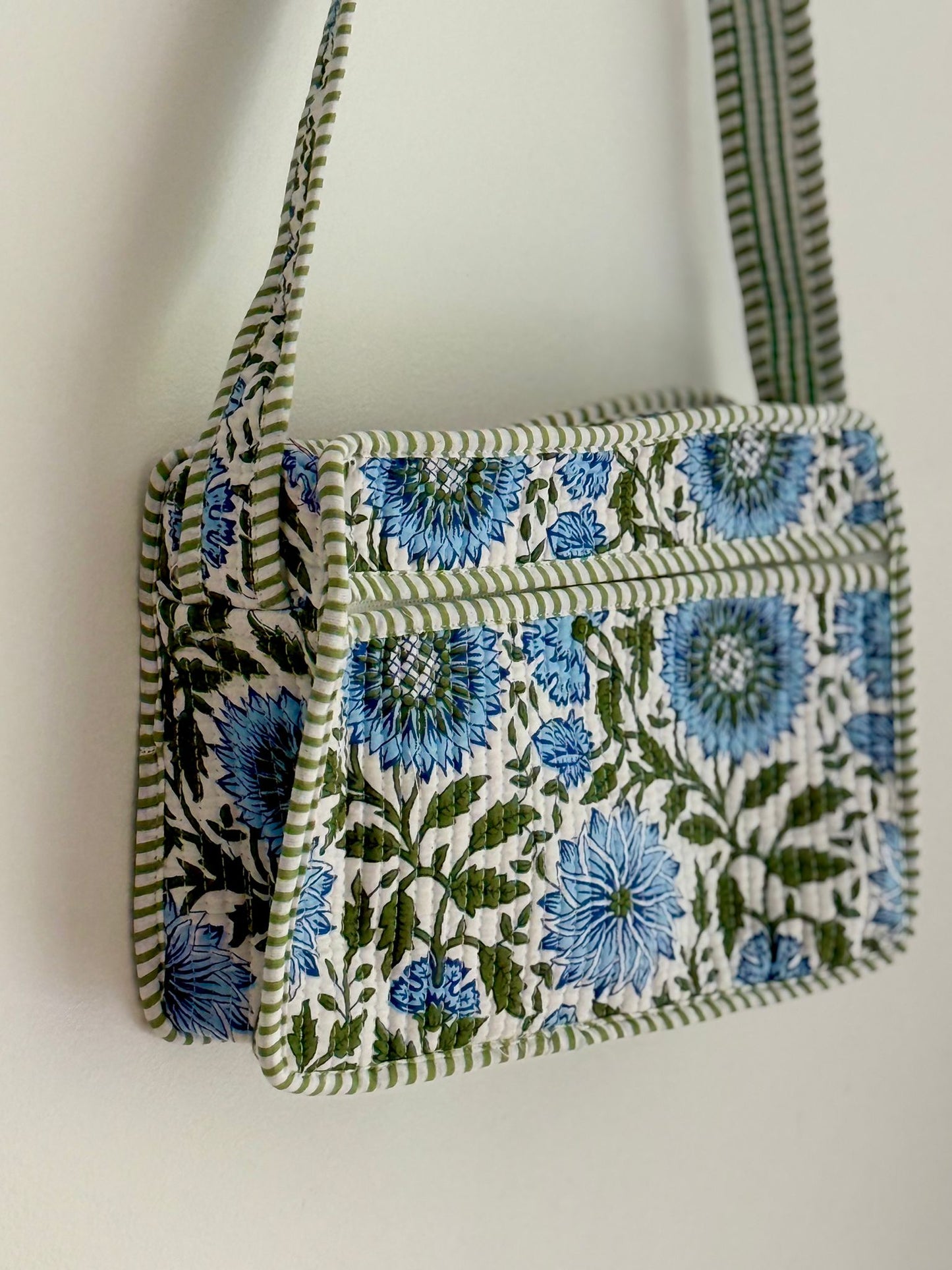 White Green Floral Sling Bag