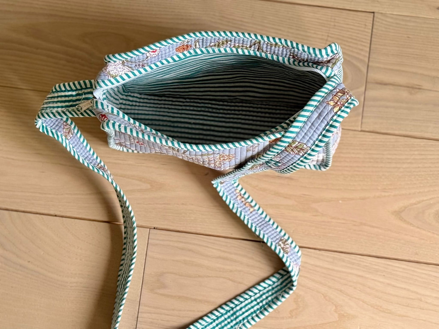 White Green Floral Sling Bag