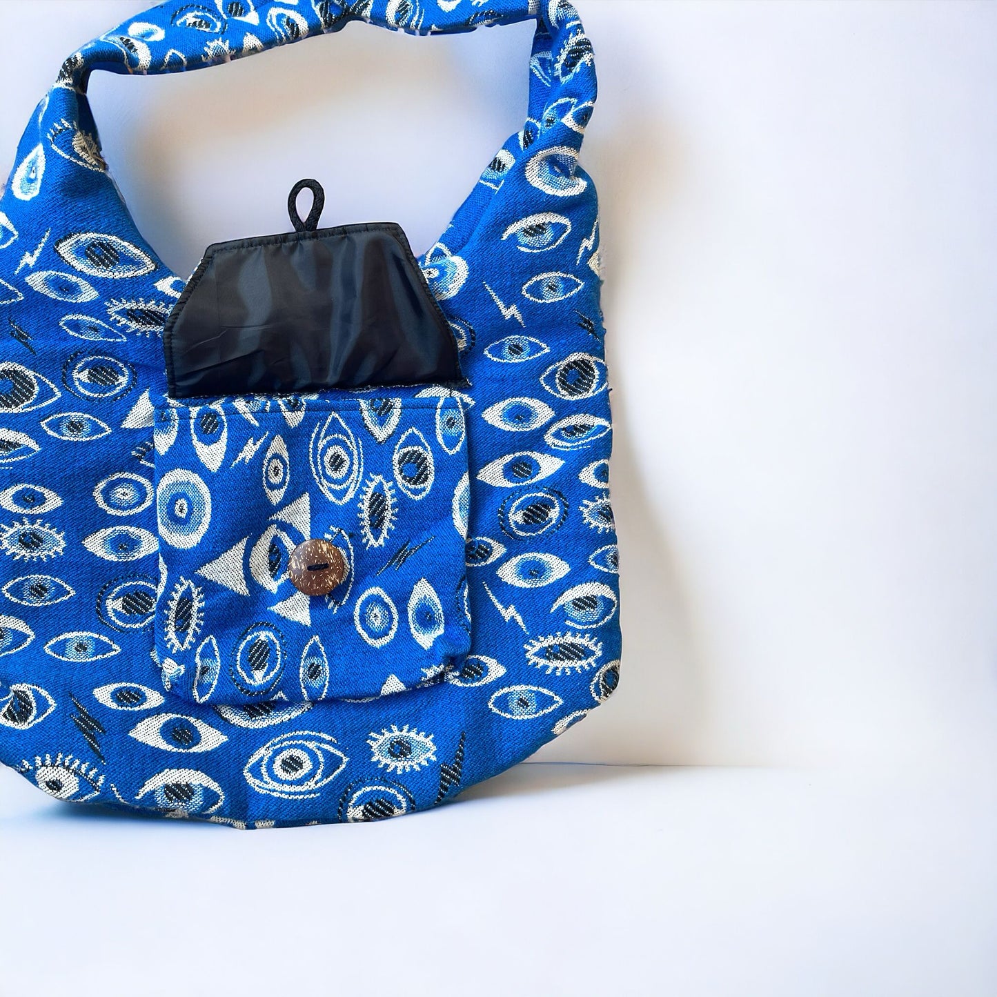 Evil Eye Block Printed Shoulder Bag - Blue