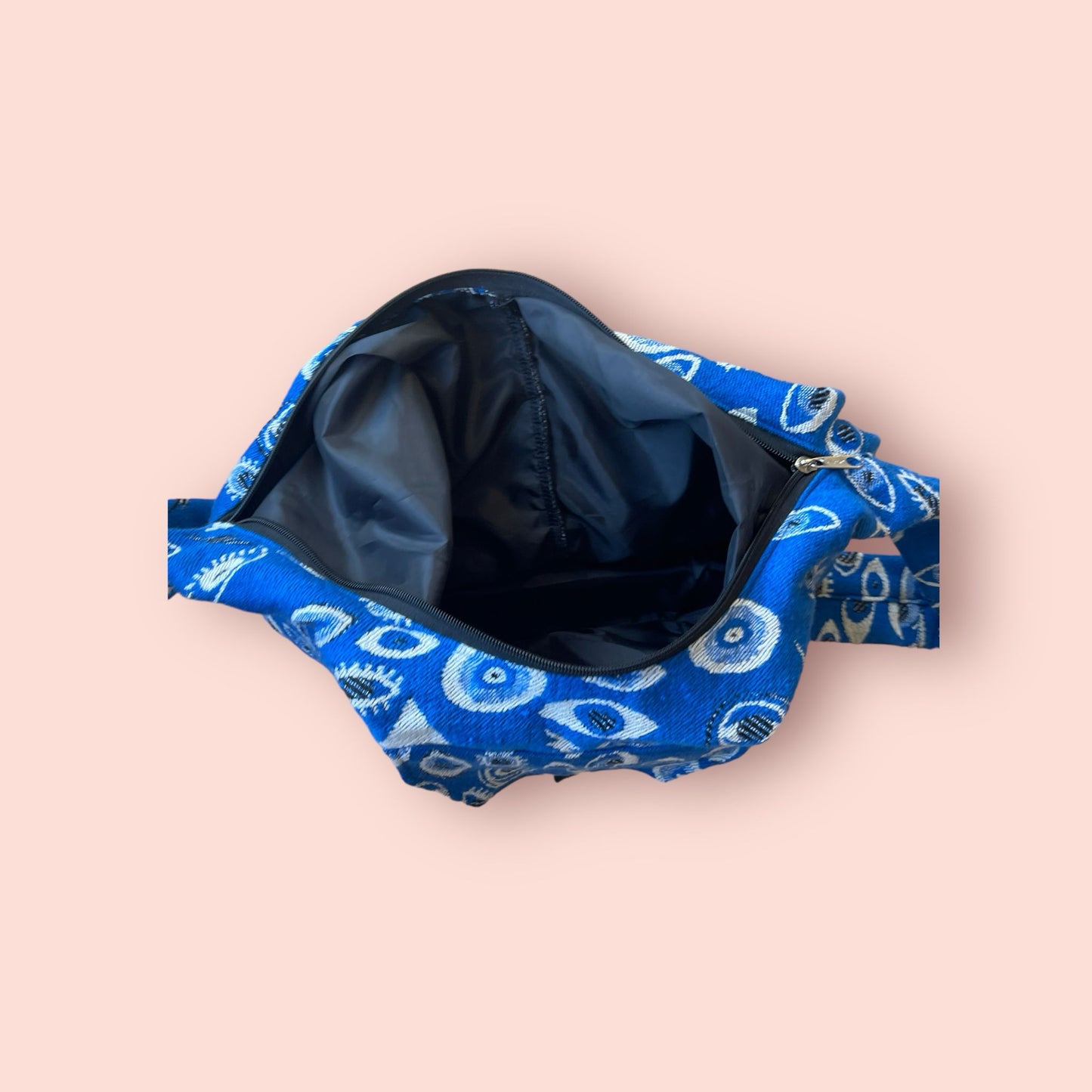 Evil Eye Block Printed Shoulder Bag - Blue