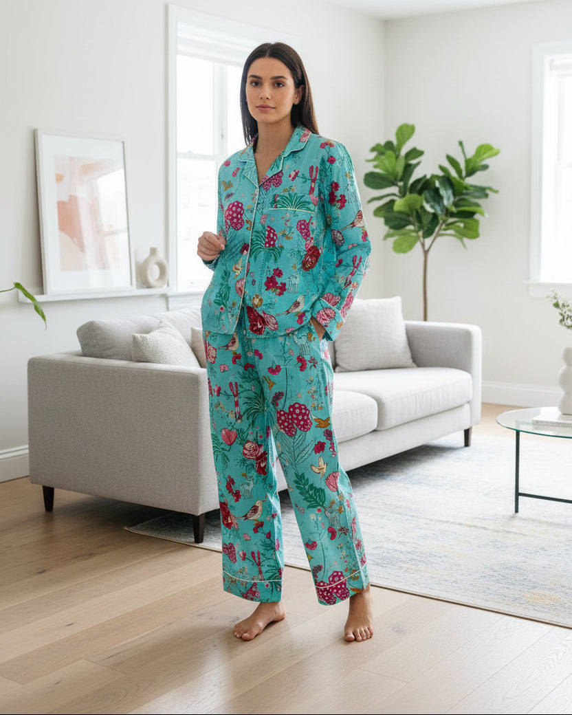 Long PJ Set In Block Print