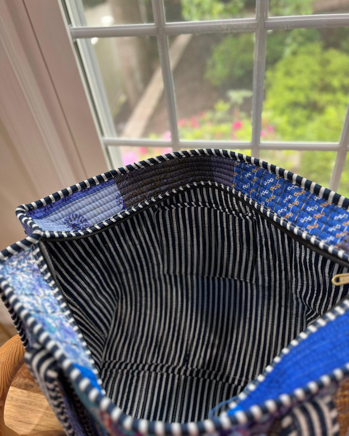 Blue Patchwork Tote Bag