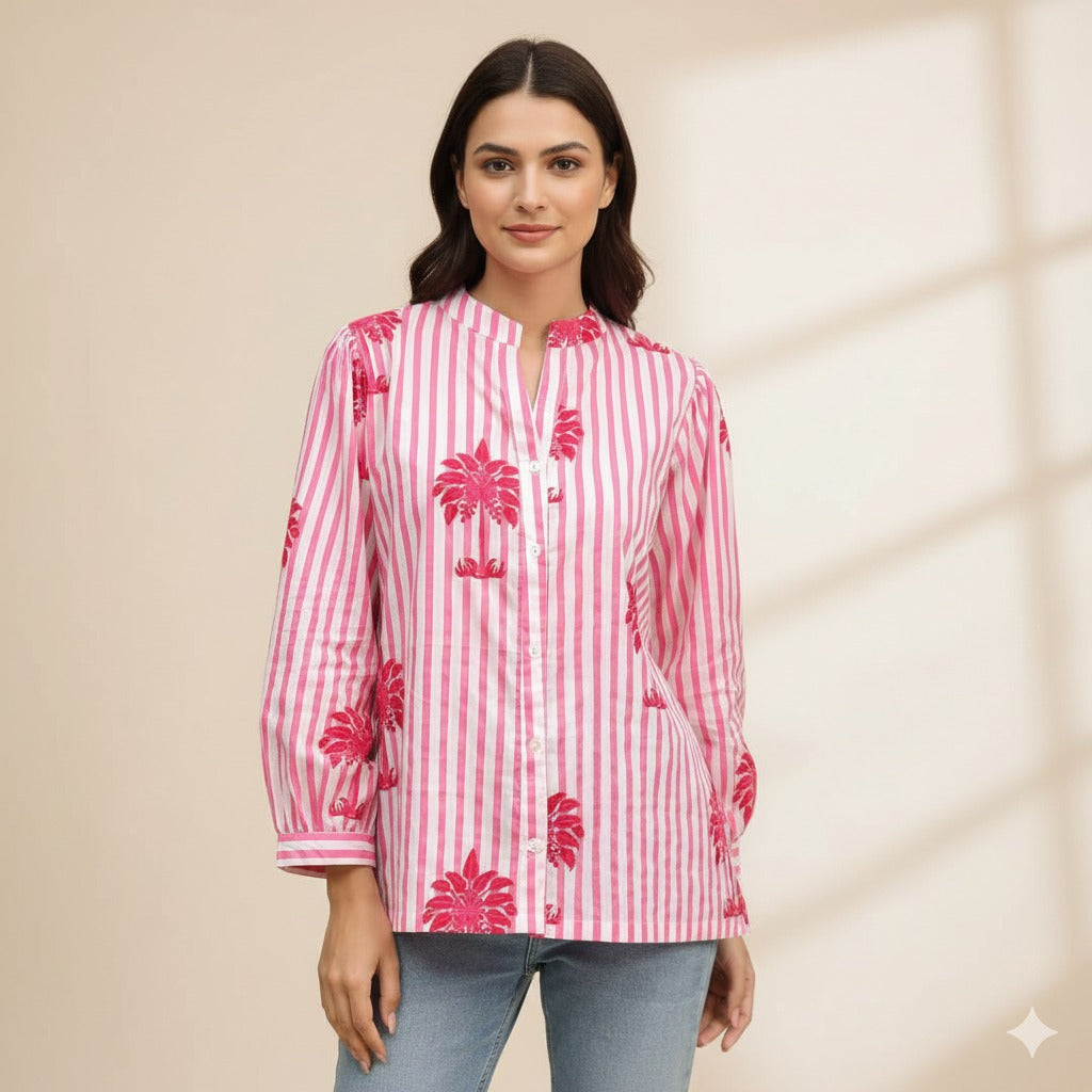 Pink Palm Tree Cotton Top