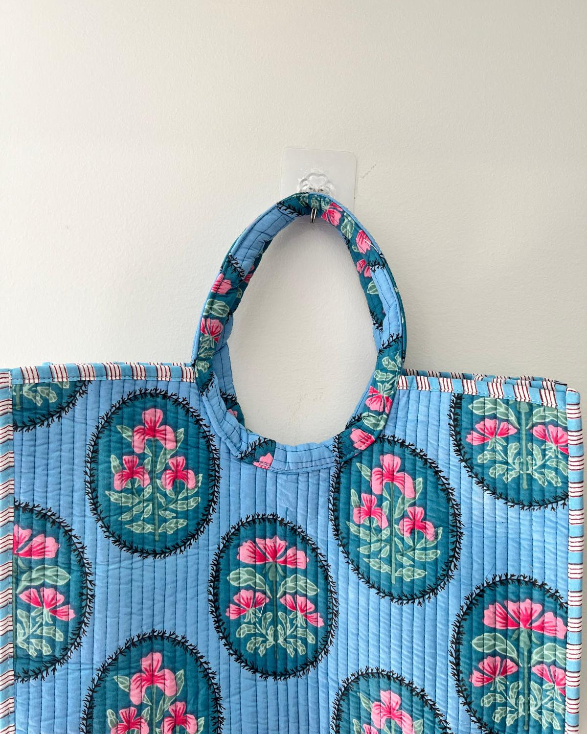 Sky Blue Floral Moon Bag
