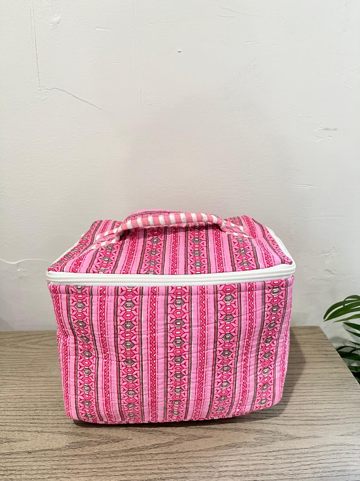 Classic Jaipuri Vintage Pink Print Vanity Bag