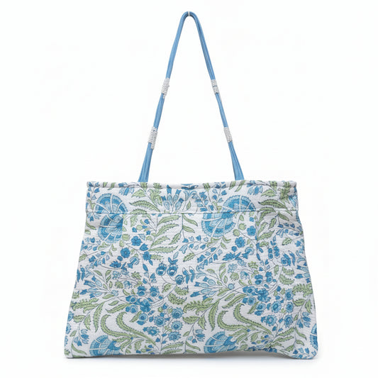 Blue Garden Cotton Shoulder Bag