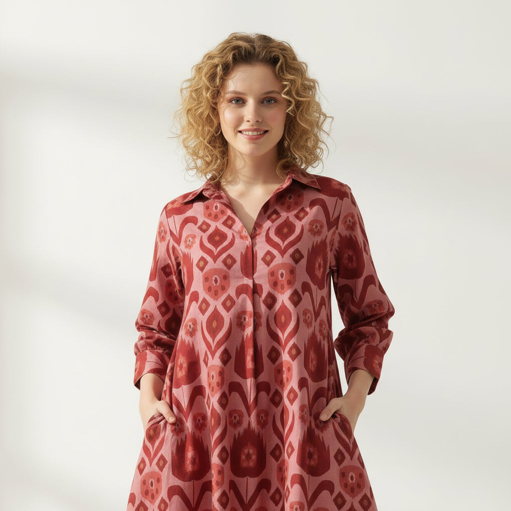 Spring Block Print Cotton Dress