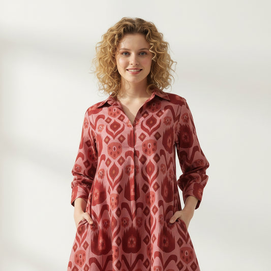 Spring Block Print Cotton Dress