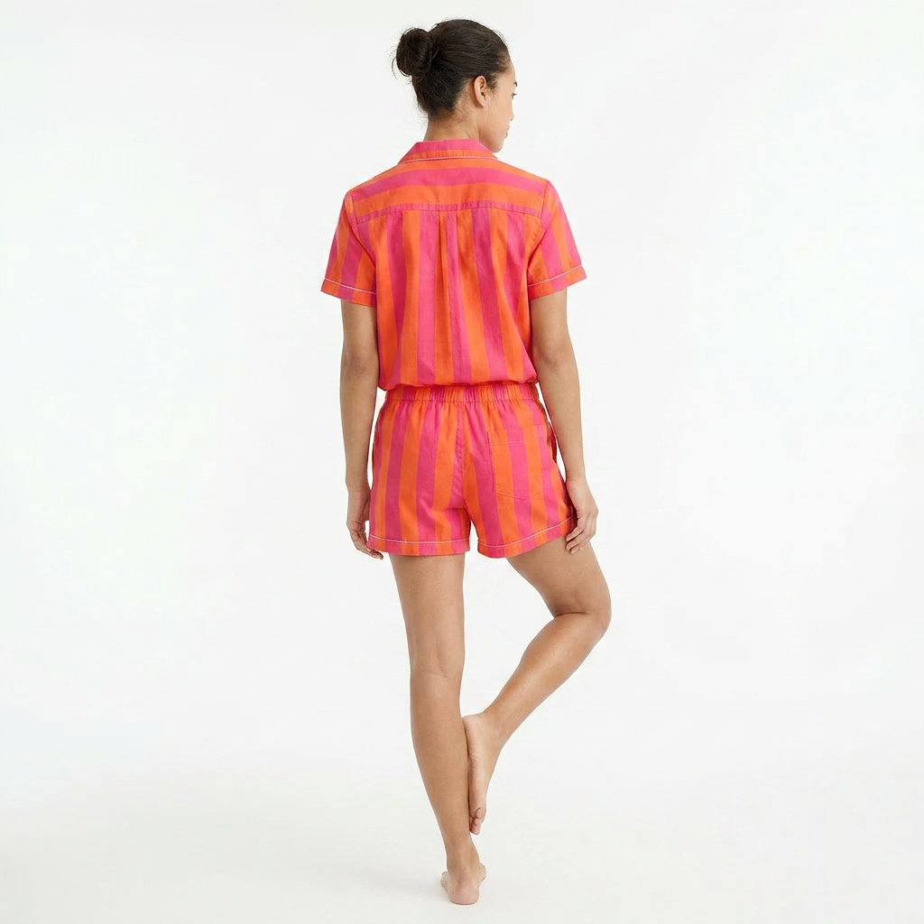 Orange stripe short pj set