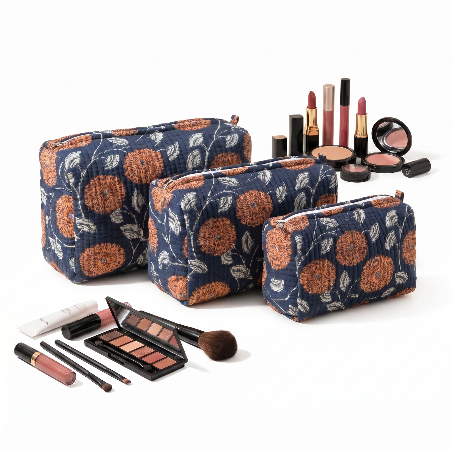 Vintage Block Print Set of 3 Bags