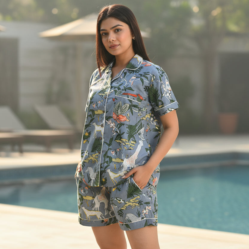Grey Short PJ Set in Frolic Floral