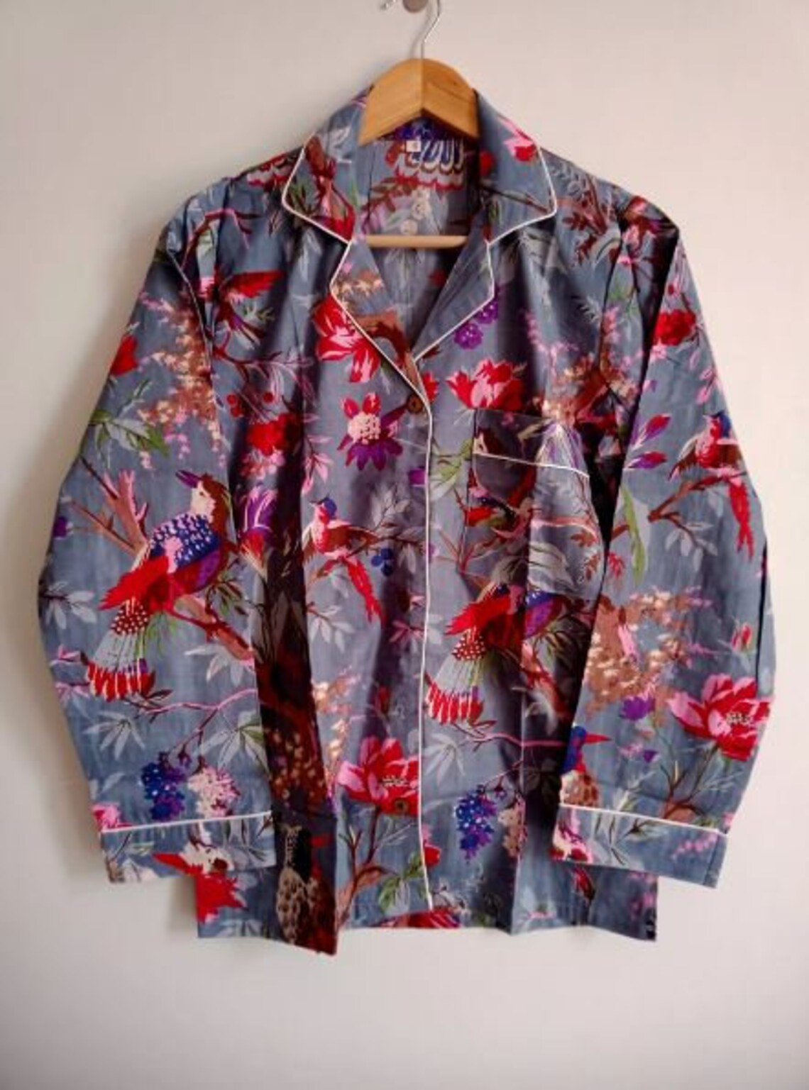 Grey Floral Cotton PJ set