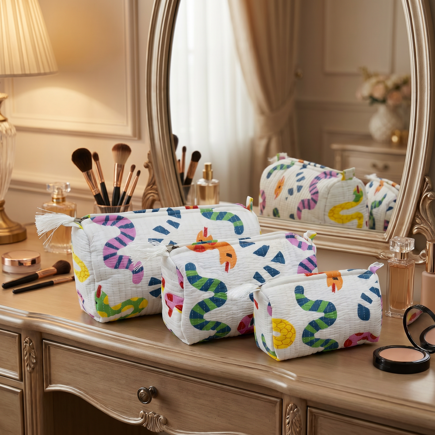 Toiletry Pouch Set of 3 Playful & Sneaky