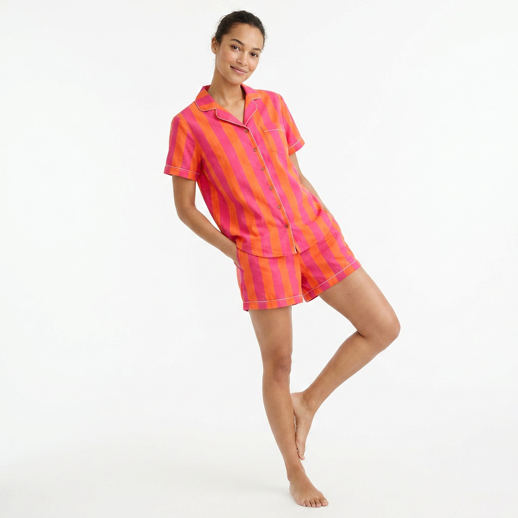 Orange stripe short pj set