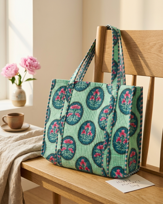 Floral Green Tote Bag
