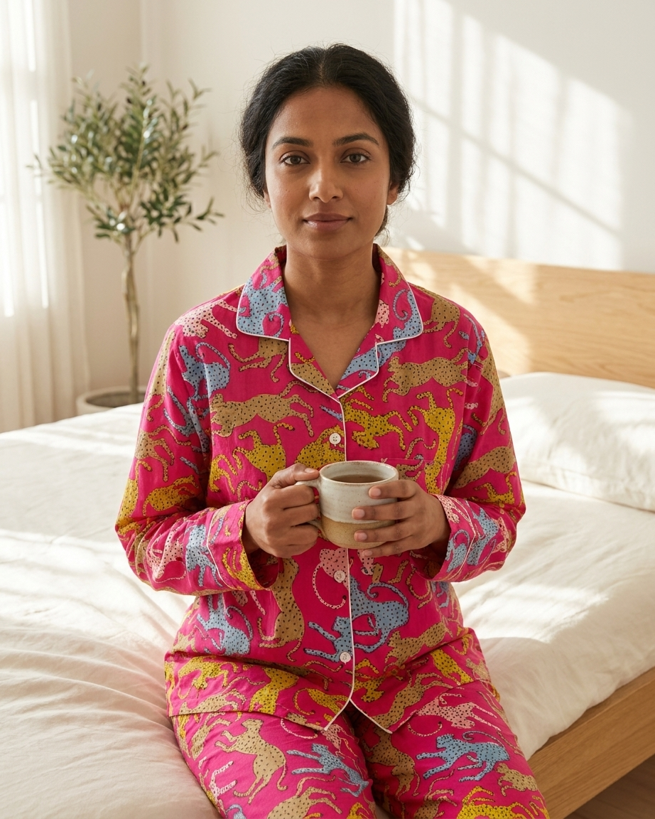 Long Pajama Set in Animal Print