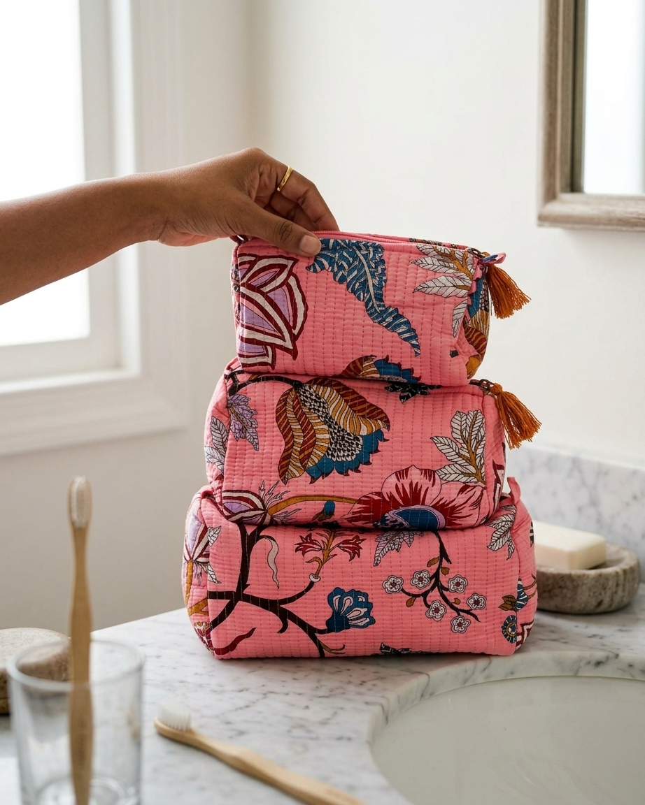 Floral Toiletry Kits - Set of 3