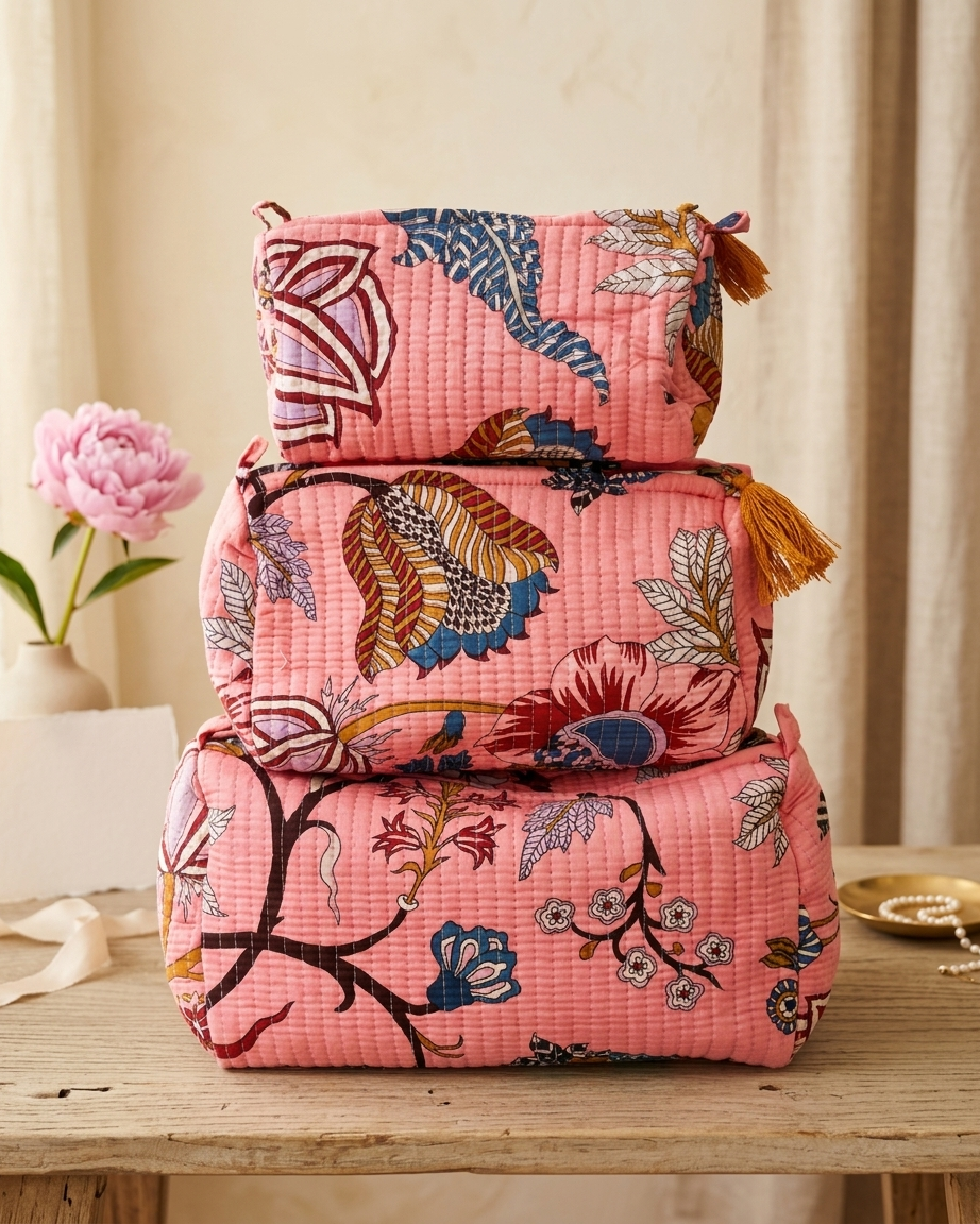 Floral Toiletry Kits - Set of 3