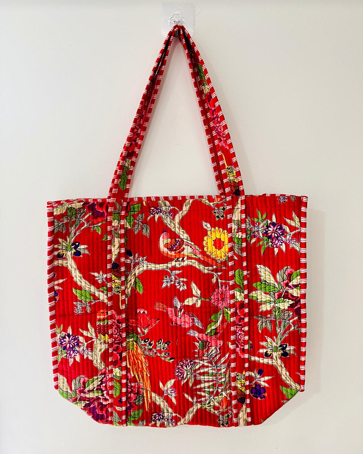 Red Floral Tote Bag