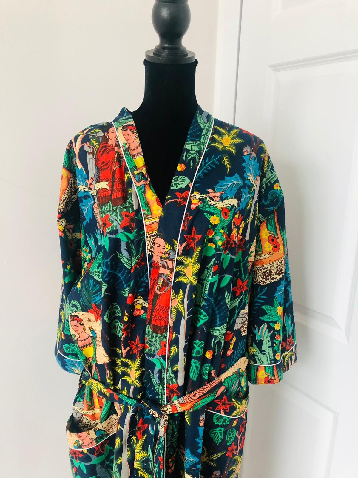 Red Frida Kahlo Cotton Robe