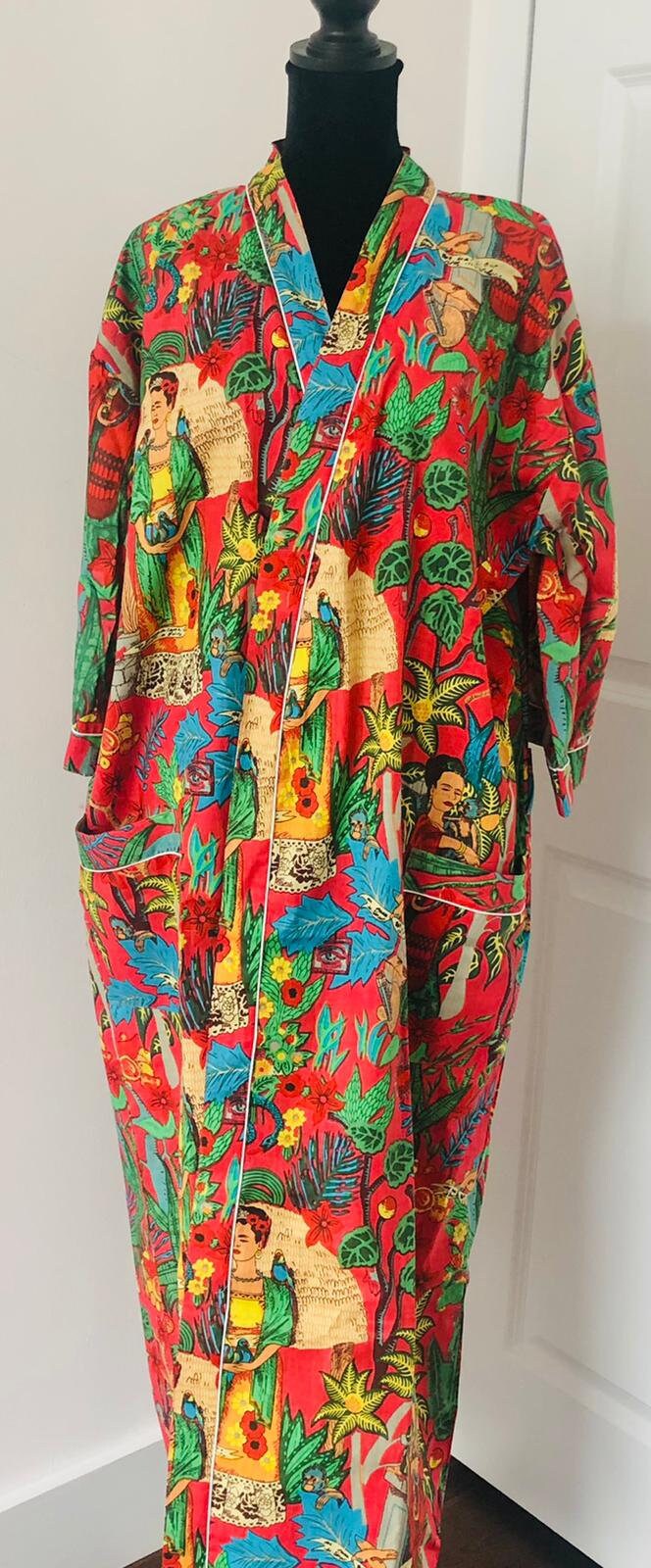 Red Frida Kahlo Cotton Robe