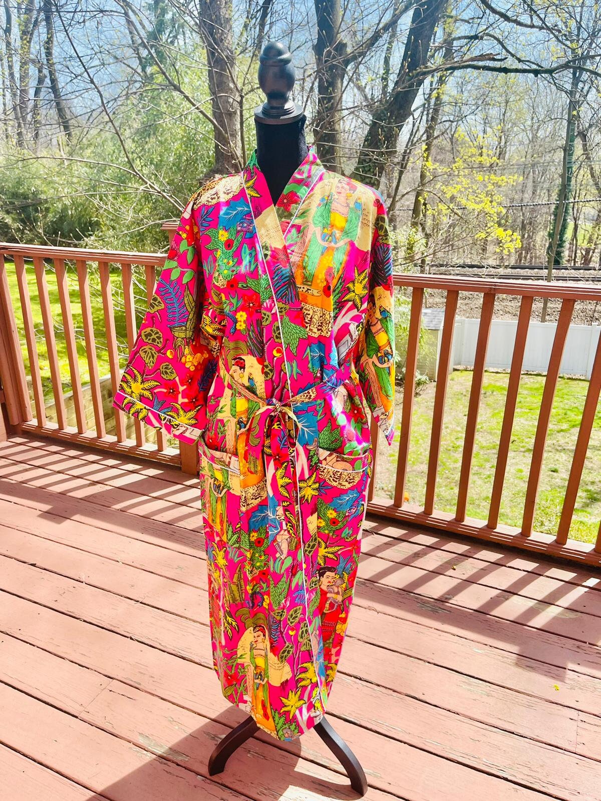 Red Frida Kahlo Cotton Robe