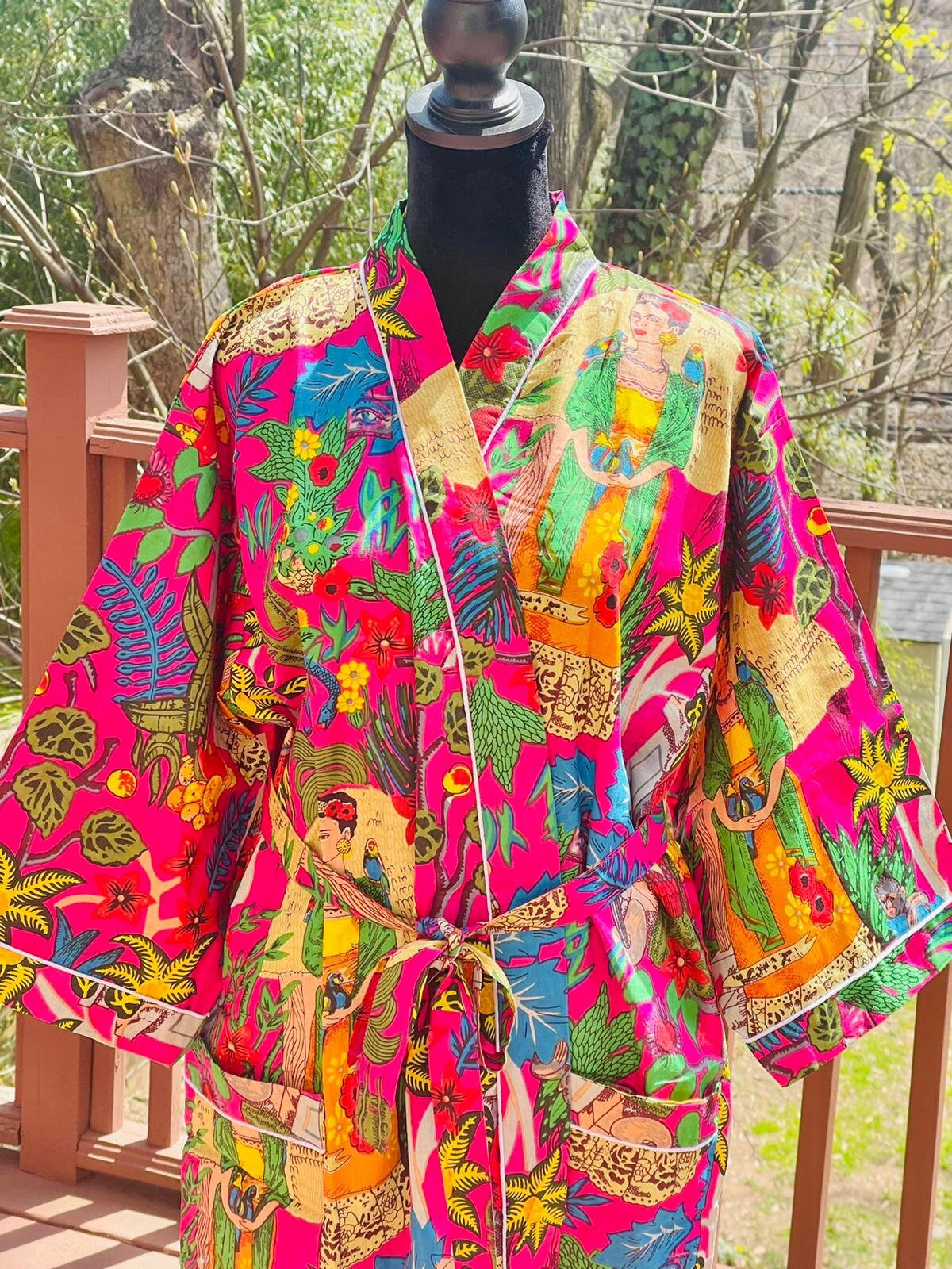 Red Frida Kahlo Cotton Robe