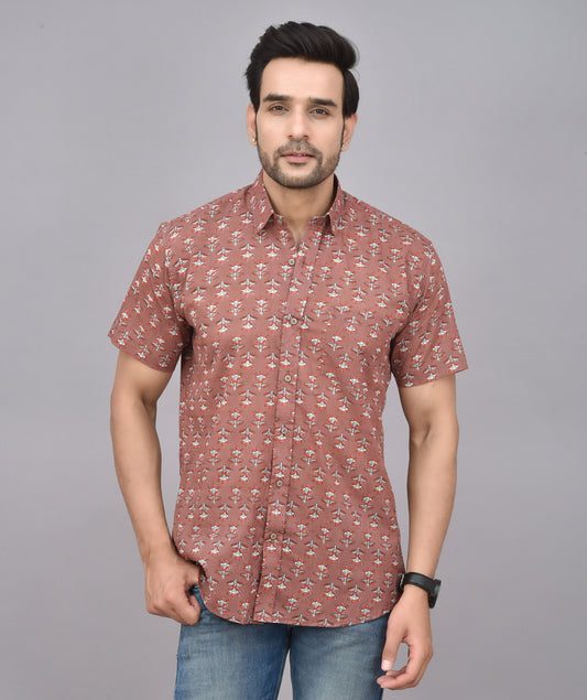 Hand-Printed Men's Short Sleeve Shirt