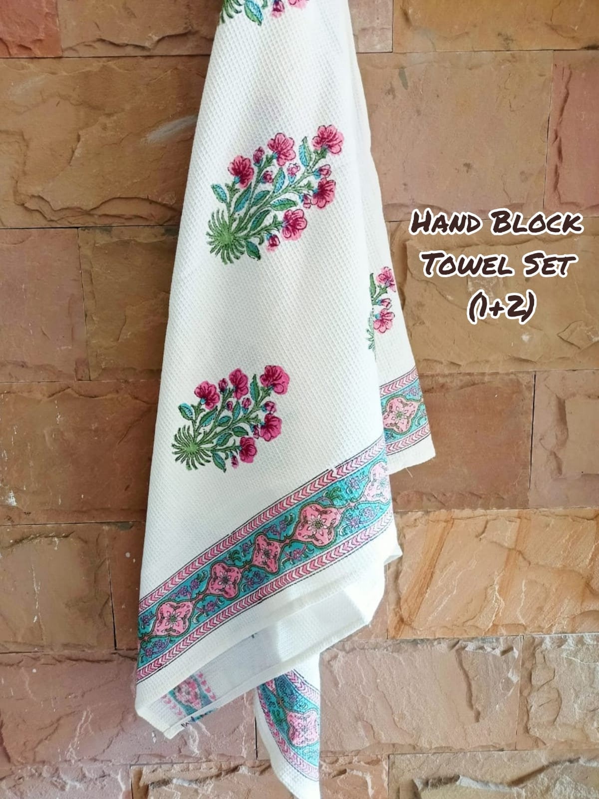 Handblock Floral Print Towel Set - Luxurious Comfort Meets Artisan Style
